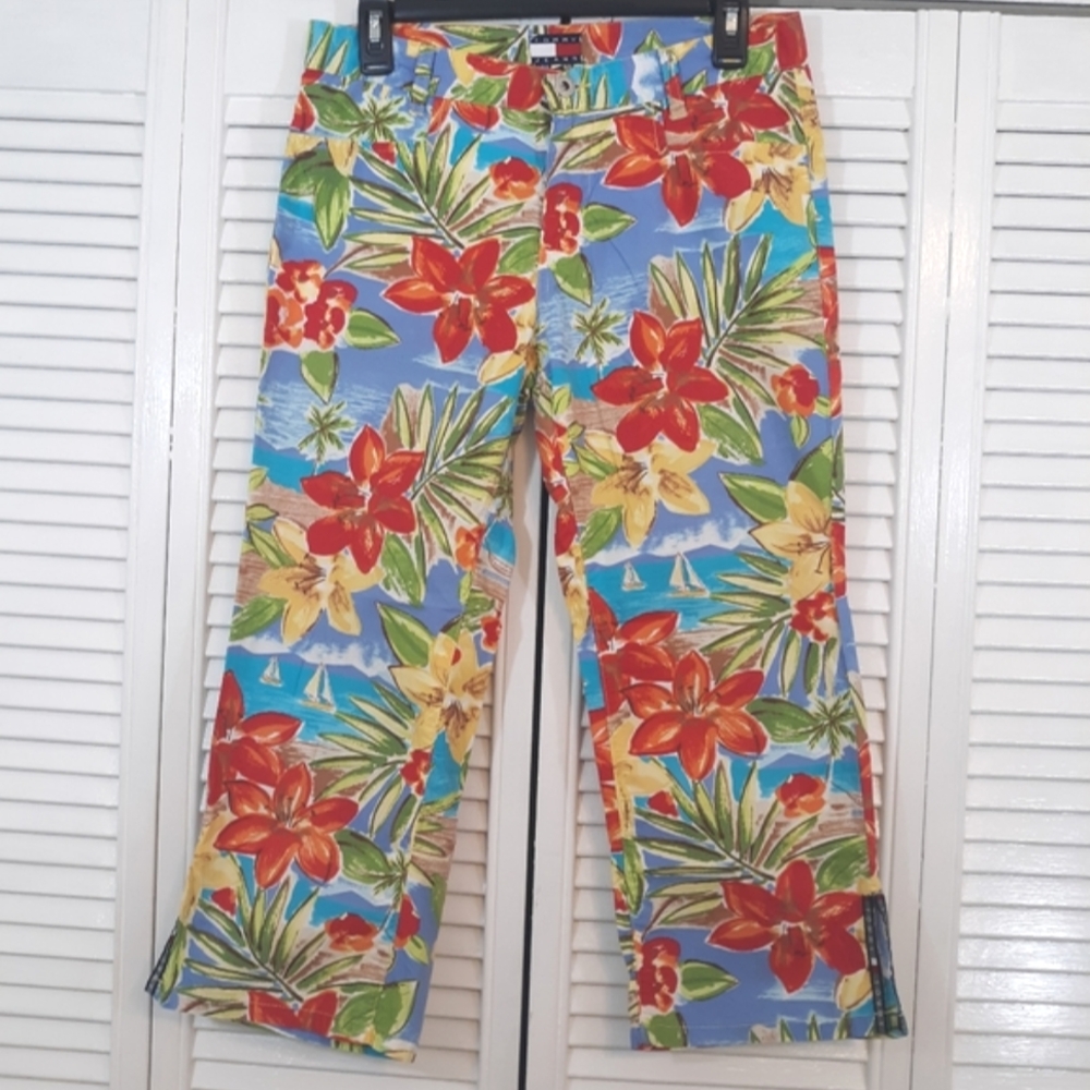 Hilfiger vtg tropical cotton capri pants sz 7 *A - Picture 2 of 10